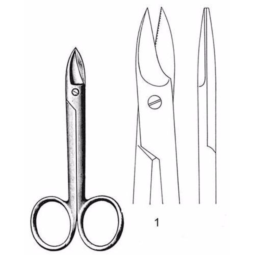 Ligature Scissors 12.0 cm , 1 Blade Saw Edge, Straight  - JFU Industries 3