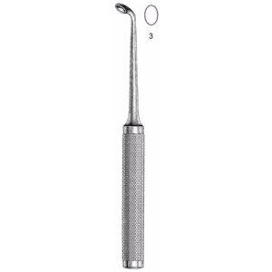 Cobb-Type Oval Cup Curette 27.9 cm , Size 3, Angled Tip  - JFU Industries