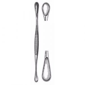 Volkmann Bone Curette 16.5 cm ,One Round And One Oval Cup14mm And 7 X 9mm, Double Ended  - JFU Industries