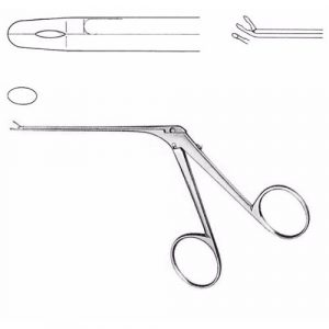 Micro Cup-Shaped Forceps 80mm Shaft, 4.0mm Jaw Length, 0.9 X 1.0mm Cup, Curved Up  - JFU Industries