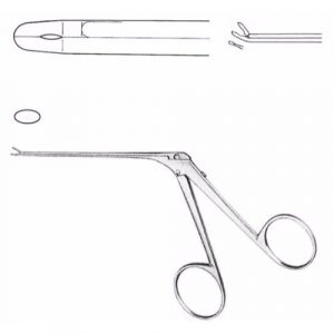 Micro Cup-Shaped Forceps 80mm Shaft, 3.5mm Jaw Length, 0.5 X 0.5mm Cup, Curved Up  - JFU Industries
