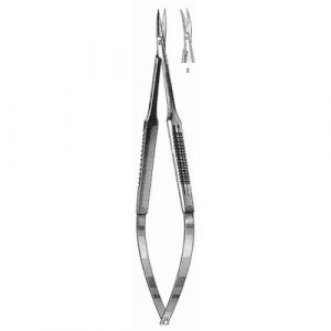 Microsurgical Scissors 15.0 cm , Wide Handle, Regular Blade, Serrated, Curved  - JFU Industries
