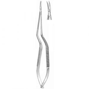 Microsurgical Scissors 21.0 cm , Round Handle, Bayonet Shape, Regular Blade, Curved  - JFU Industries