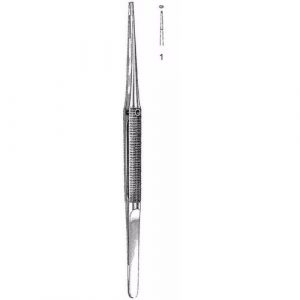 Microsurgical Forceps 18.0 cm , Straight, 0.5mm Micro Tip 1 X 2 Teeth, With Platform, Round Handle  - JFU Industries
