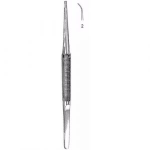 Microsurgical Forceps 18.0 cm , Curved, 0.4mm Micro Tip, With Platform, Round Handle  - JFU Industries 3
