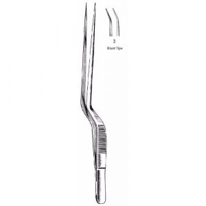 Jacobsons Forceps 18.5 cm , Bayonet Handle, Angled Blunt Tips  - JFU Industries