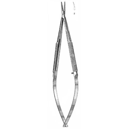 Microsurgical Needle Holder 15.0 cm , Round Handle, Curved Jaws, With Out Catch  - JFU Industries