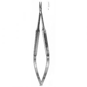 Microsurgical Needle Holder 15.0 cm , Round Handle, Straight Jaws  - JFU Industries