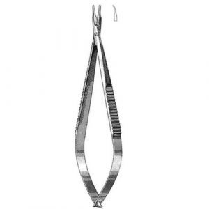 Barraquer Needle Holder 13.3 cm , 9mm Curved Jaws, Round Knurled Handle, With Lock  - JFU Industries