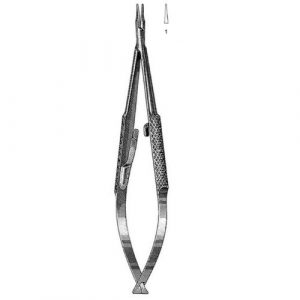 Barraquer Needle Holder 10.2 cm , 10mm Smooth Jaws, Round Knurled Handle, Straight, Without Lock  - JFU Industries