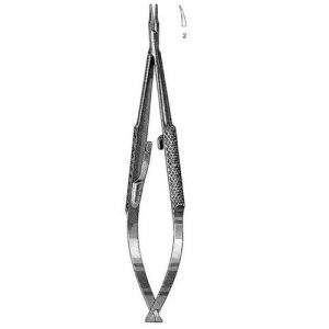 Barraquer Needle Holder 10.2 cm , 10mm Smooth Jaws, Round Knurled Handle, Curved, Without Lock  - JFU Industries