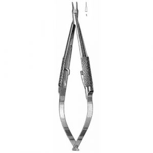 Mc Pherson Needle Holder 10.2 cm , 10mm Smooth Jaws, Flat Serrated Handle, Straight, Without Lock  - JFU Industries