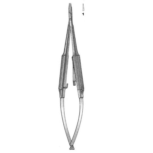 Anis Needle Holder 13.0 cm , 8mm Smooth Jaws, Round Knurled Handle With Lock, Straight  - JFU Industries