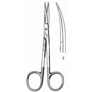 Iris Scissors 11.4 cm , 25mm Blades, Curved, Tungsten Carbide TC  - JFU Industries