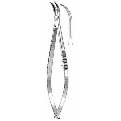 Castroviejo Iris Scissors 9.5 cm , 11mm Blades, Curved, Sharp Tips  - JFU Industries