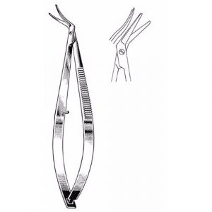 Castroviejo Corneal Section Scissors 10.8 cm , 13mm Blades, Left, Standard, Curved, Blunt Tips  - JFU Industries