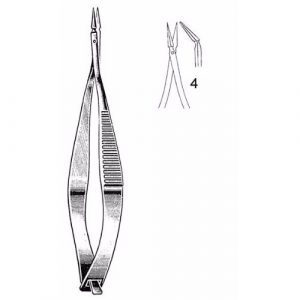 Vannas Capsulotomy Scissors 8.2 cm , Sharp Tips, Angled On Flat, 6mm Blades  - JFU Industries