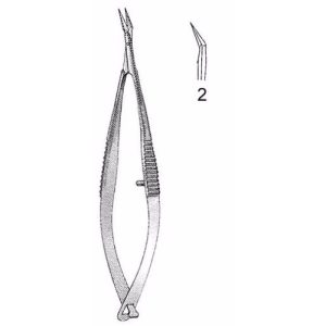 Gills-Welsh Vannas Scissors 8.6 cm , Microsurgery 11mm Blades, Angled, Sharp Tips  - JFU Industries