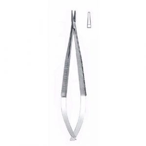 Castroviejo Micro Needle Holder 14 cm ,Straight, Smooth, Without Lock,Tungsten Carbide Jaws  - JFU Industries
