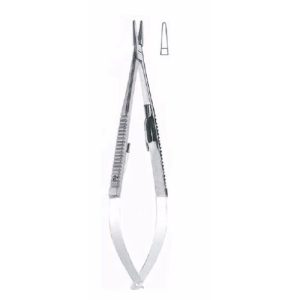 Castroviejo Micro Needle Holder 18 cm ,Straight, Smooth, With Lock, Tungsten Carbide Jaws  - JFU Industries