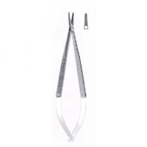 Castroviejo Micro Needle Holder 18 cm ,Straight, Serrated , Without Lock, Tungsten Carbide Jaw  - JFU Industries