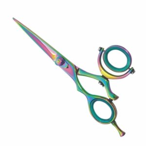 Swivel Handle, Infused Multicolour, Adjustable Screw, Finger Rest, Razor Edge Barber Shear  - JFU Industries