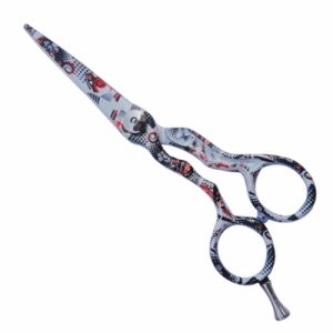 Printed Pattern, Adjustable Screw, Finger Rest, Razor Edge Barber Shear  - JFU Industries