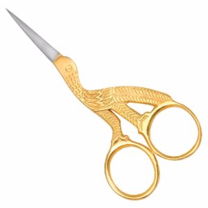 Stork Embroidery Scissor 10 cm, Half Gold Plated  - JFU Industries