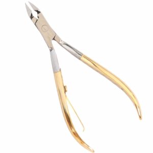Single Spring 12 cm Cuticle Nipper, Half Gold Plated  - JFU Industries