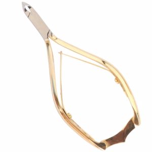 Double Spring 12 cm Cuticle Nipper with Safety Lock, Half Gold Plated  - JFU Industries