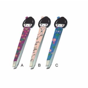Japanese Doll Print, Powder Coated Eyebrow Tweezer 9 cm  - JFU Industries