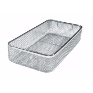 Sterilization Woven Wire Mesh Basket with Drop Handles 540 x 255 x 70 mm  - JFU Industries