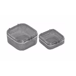 Sterilization Micro Woven Mesh Basket with Attached Lid and Lock 70 x 70 x 30 mm  - JFU Industries