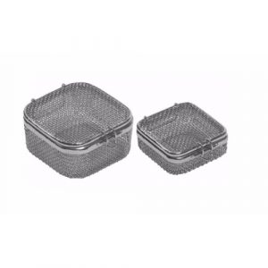 Sterilization Micro Woven Mesh Basket with Attached Lid and Lock 80 x 80 x 40 mm  - JFU Industries