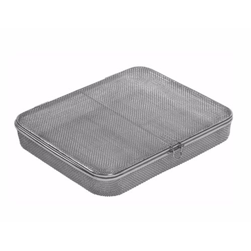 Sterilization Micro Woven Mesh Basket with Attached Lid and Lock 400 x 200 x 50 mm  - JFU Industries 3