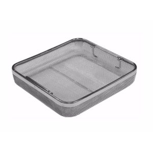 Sterilization Micro Woven Mesh Basket with Drop Handles 300 x 250 x 50 mm  - JFU Industries