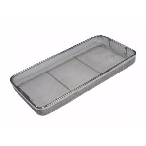 Sterilization Micro Woven Mesh Basket with Drop Handles 280 x 120 x 85 mm  - JFU Industries