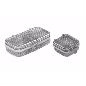 Sterilization Micro Woven Mesh Basket with Attached Lid and Lock 40 x 40 x 20 mm  - JFU Industries