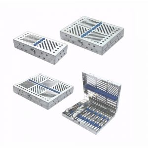 Elongated Holes Cassette Tray with Lid and Silicone Inserts – 05 Instruments (180 x 80 x 35 mm)  - JFU Industries
