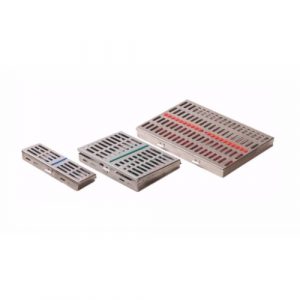 Elongated Holes Cassette Tray with Lid and Silicone Inserts – 05 Instruments (185 x 65 x 22 mm)  - JFU Industries