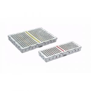 Square Holes Cassette Tray with Lid and Silicone Inserts – 05 Instruments (180 x 70 x 22 mm)  - JFU Industries