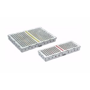 Square Holes Cassette Tray with Lid and Silicone Inserts – 10 Instruments (180 x 130 x 22 mm)  - JFU Industries